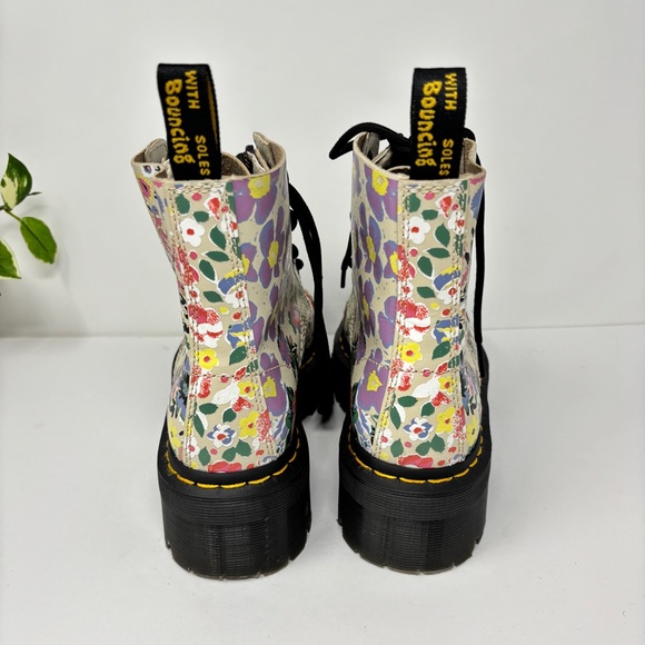 NEW! DR MARTENS Sinclair Floral Mash Up Leather Platform Boots - Picture 5 of 12